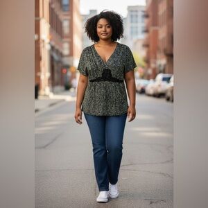 Lane Bryant Black and White Tunic Top